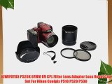 KIWIFOTOS P520K 67MM UV CPL Filter Lens Adapter Lens Hood/Cap Set For Nikon Coolpix P510 P520