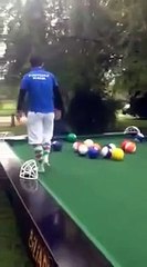 Football pool on large pool table