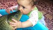 Small Baby kissing Large Fish is Very Funny