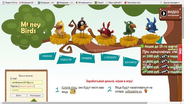 Money - Birds Пассивный заработок в интернете от 1000руб