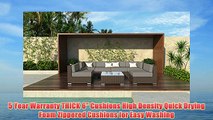 7pc Damen Modern Outdoor All Weather Wicker Rattan Patio Set Sectional Sofa Furniture (Taupe)