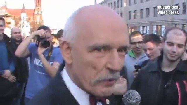 Janusz Korwin-Mikke w Białymstoku / Wiec wyborczy na Rynku Kościuszki (27.03.2015)