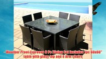 Outdoor Patio Wicker Furniture New Resin 9-Piece Square Dining Table & Chairs Set
