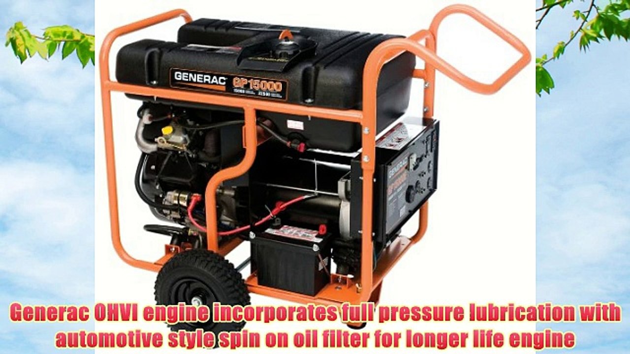 Generac 5734 GP15000E 15000 Watt 992cc OHVI Gas Powered Portable Generator with Electric Start