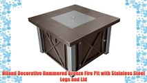Hiland Decorative Hammered Bronze Fire Pit with Stainless Steel Legs and Lid