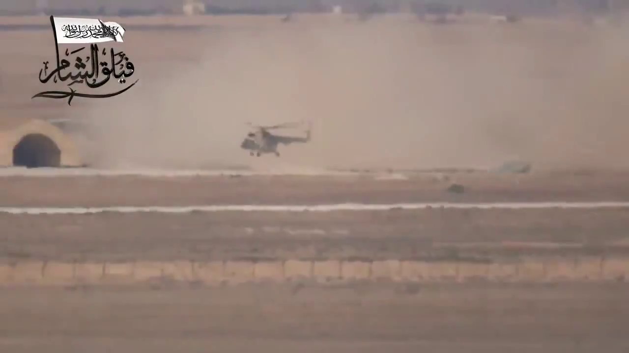 Syria - ISIS shoot down an helicopter before taking the Tabqa Airbase