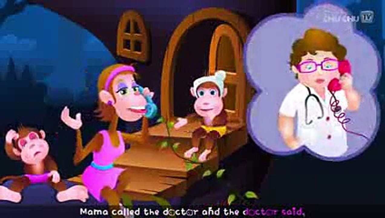Five Little Monkeys Jumping on the Bed Nursery Rhyme - Cartoon Animation Rhymes Songs for Children