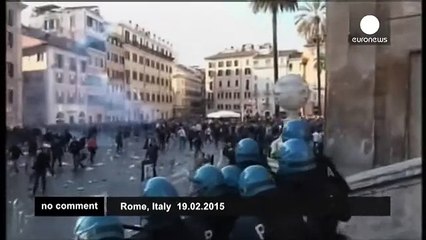 Feyenoord supporters wreak havoc in Rome - no comment