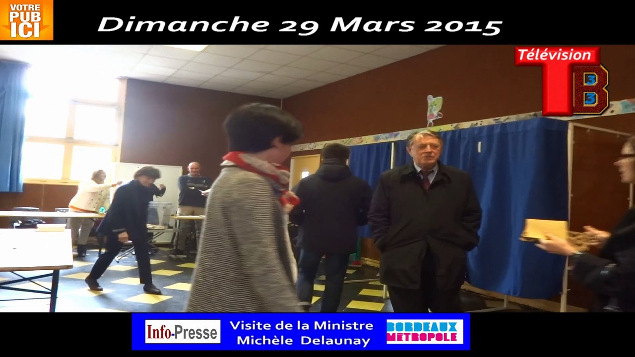 Télévision-Bordeaux-33 visite de la ministre Michèle delaunay avec Emmanuelle Ajon des Bureaux de vote résultats à 20h30.