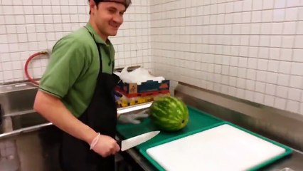 How to Cut A Watermelon in 21 Seconds