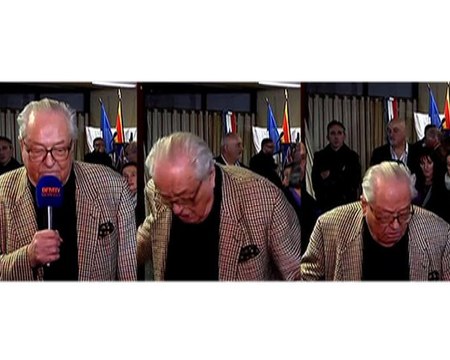 Jean-Marie Le Pen trébuche en direct