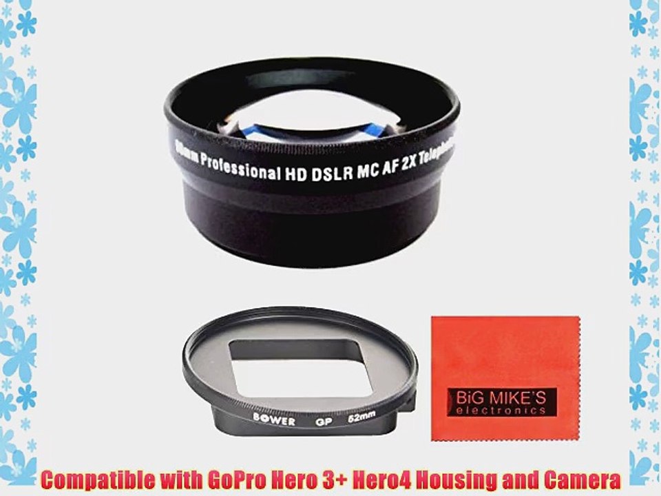 52mm 2X Telephoto Lens For Gopro Hero3  Hero4 Camera