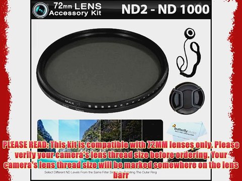 72mm NDX Variable Range Neutral Density Fader Filter Kit (Adjustable From ND2-ND1000) More