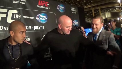 Conor McGregor and Jose Aldo face off for media in London