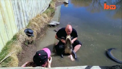 Şov yapmak isterken timsaha elini kaptırmak