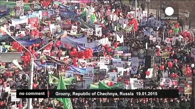 Chechnya - Hundreds of thousands march against Charlie Hebdo immoral cartoons - no comment
