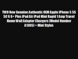TWO New Genuine Authentic OEM Apple iPhone 5 5S 5C 6 6 Plus iPad Air iPad Mini Rapid 1 Amp Travel Home Wall Adapter Char