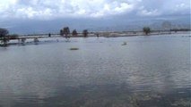 Baraj Kapakları Açılınca Büyük Menderes Nehri Çevresinde Yol ve Tarım Arazileri Su Altında Kaldı
