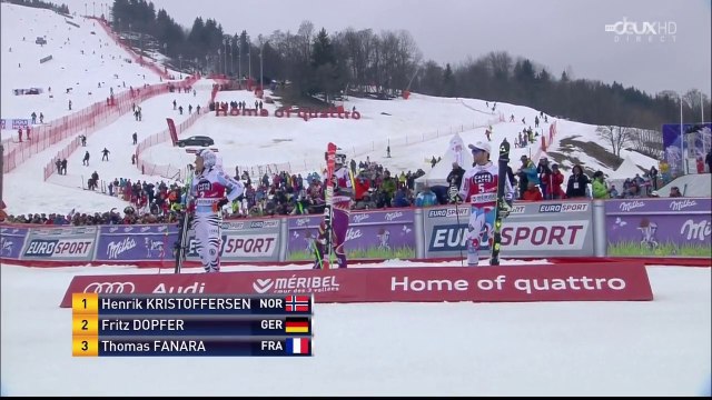Alpin, 2nde manche slalom géant H, Finales de la CdM à Méribel, 21 mars 2015 (Thomas Fanara sur le podium)