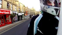 Pillion motorbike video , quick ride back from sisters