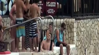 Bikini Woman Jump in Water after Man Force