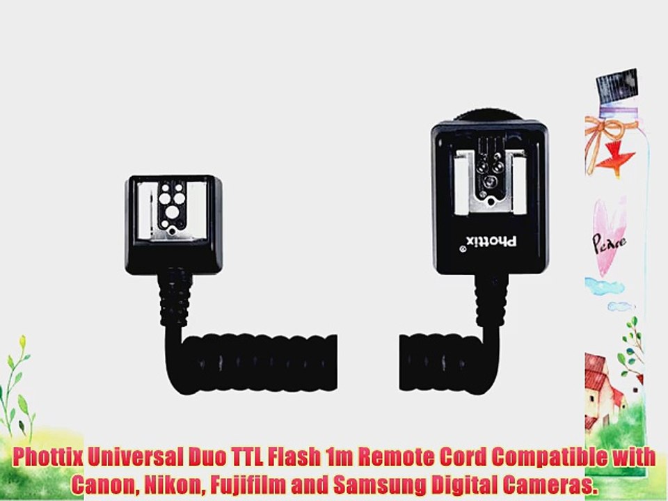Phottix Universal Duo TTL Flash 1m Remote Cord Compatible with Canon Nikon Fujifilm and Samsung