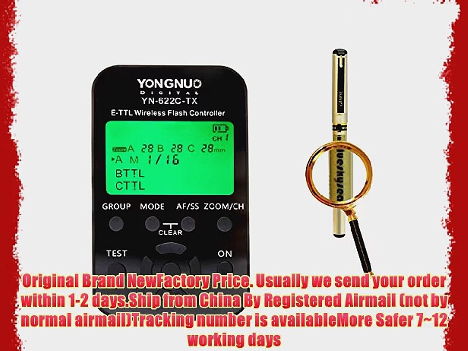 Blueskysea Free Gift Gel Pen   YONGNUO YN-622C-TX E-TTL wireless flash controller trigger transceiver