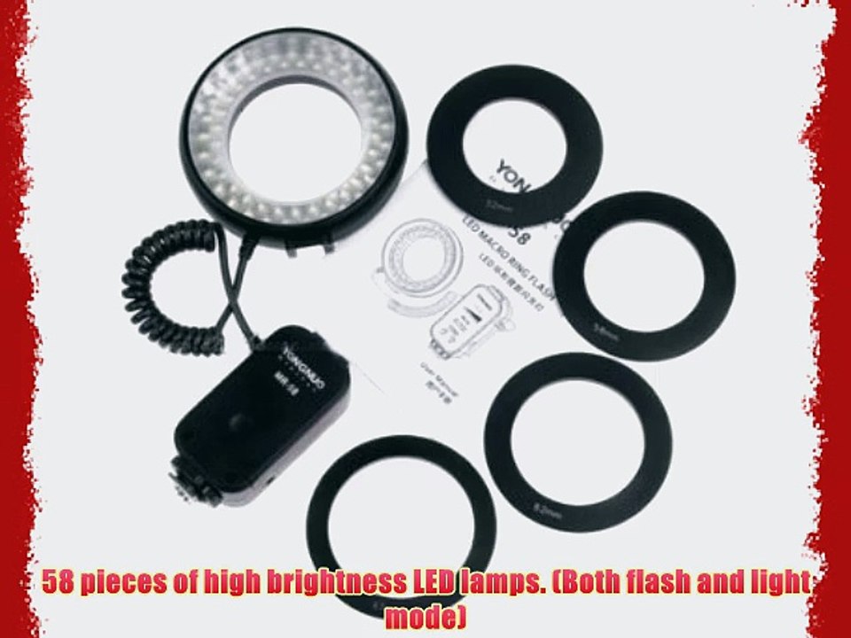 Yongnuo LED Macro Ring Flash MR-58 for Canon Nikon Pentax Panasonic Olympus