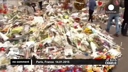 Well-wishers continue to pay their respects at Charlie Hebdos offices - no comment