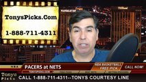 Brooklyn Nets vs. Indiana Pacers Free Pick Prediction NBA Pro Basketball Odds Preview 3-31-2015