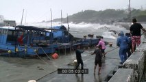 Dangerous Storm Surge, Huge Waves Super Typhoon Usagi Stock Footage Screener - HD 1920x1080 30p