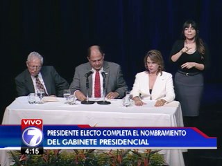 Solís concluye el anuncio de su gabinete