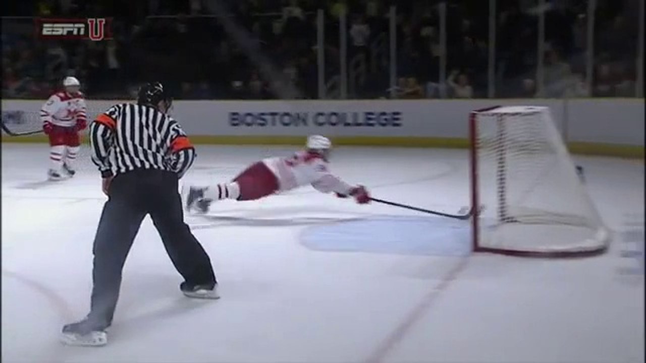 NHL player Louie Belpedio makes incredible save...