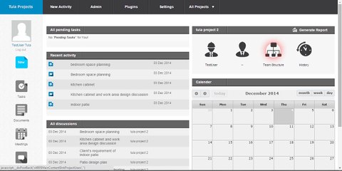 Admin Section - Tula Projects