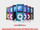 Lonve Blue 16GB MP4MP3 Player Music 181 Screen MP4 MusicAudioMedia Player with FM Radio