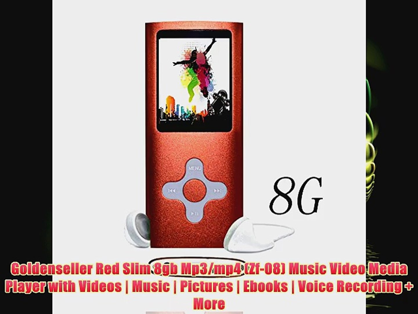 Goldenseller Red Slim 8gb Mp3mp4 Zf08 Music Video Media Player with Videos Music Pictures Ebooks Voi