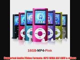 Lonve Pink 16GB MP4MP3 Player Music 181 Screen MP4 MusicAudioMedia Player with FM Radio