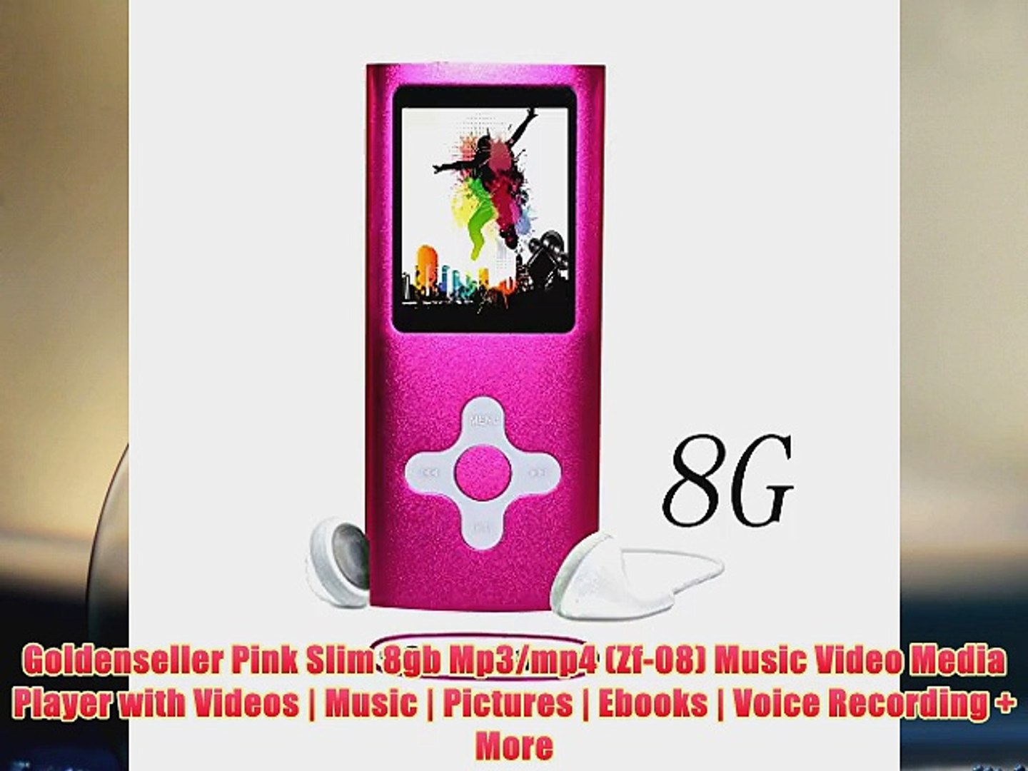 Goldenseller Pink Slim 8gb Mp3mp4 Zf08 Music Video Media Player with Videos Music Pictures Ebooks Vo