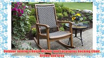 Outdoor Interiors Resin Wicker and Eucalyptus Rocking Chair Brown and Grey