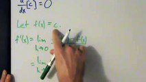 Calculus I - Derivative of a Constant is Zero - Proof and Two Examples