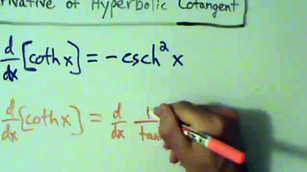 Calculus I - Derivative of Hyperbolic Cotangent Function coth(x) - Proof