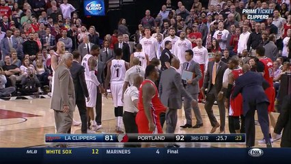 Chris Kaman shoves Chris Paul, LaMarcus Aldridge shoves Glen Davis Clippers at Blazers