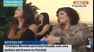Cristiano Ronaldo's mother crying statue inauguration of CR7 in Madeira