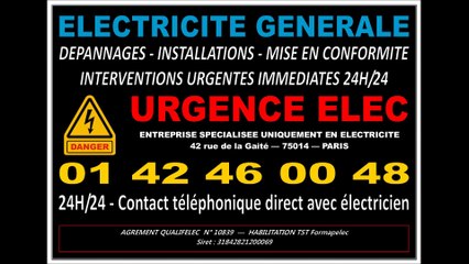 ELECTRICIEN SUR PARIS 14 75014 DEPANNAGE IMMEDIAT