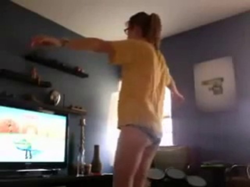 Hot Girl In Underwear Playing Wii Fit