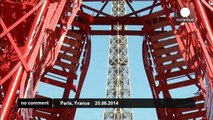 Eiffel tower celebrates birthday with red chair replica - no comment
