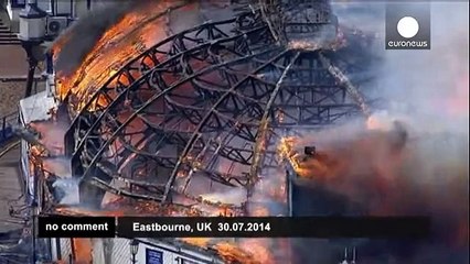 Fire and smoke engulf British pier - no comment