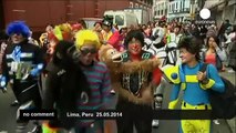 Peruvian clowns march through Lima - no comment