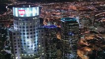 Aerial Shot of Los Angeles Skyline at Night - HQ