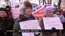 Russians take to Moscow streets to protest healthcare reforms - no comment